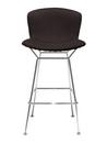 Bertoia Barstool, Full upholstery, satin chrome-plated, Black (Tonus 128)