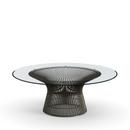 Platner Sofa Table, Large (diameter 107 cm), Bronze, metallic, Clear glass