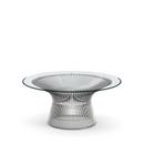 Platner Sofa Table, Small (diameter 91,5 cm), Polished nickel, Clear glass