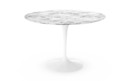 Saarinen Round Dining Table, 107 cm, White, Arabescato marble (white with grey tones)