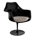 Saarinen Tulip Armchair, Swivel, Seat cushion, Black, Beige (Eva 177)