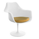 Saarinen Tulip Armchair, Swivel, Seat cushion, White, Gold (Eva 154)