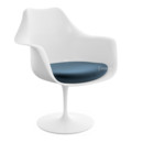 Saarinen Tulip Armchair, Swivel, Seat cushion, White, Night Blue (Eva 170)