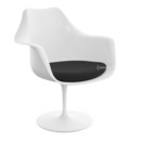 Saarinen Tulip Armchair, Swivel, Seat cushion, White, Black (Tonus 128)