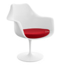 Saarinen Tulip Armchair, Swivel, Seat cushion, White, Bright Red (Tonus 130)