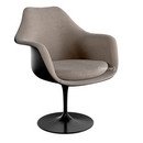 Saarinen Tulip Armchair, Swivel, Upholstered inner shell and seat cushion, Black, Beige (Eva 177)