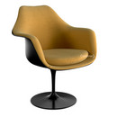 Saarinen Tulip Armchair, Swivel, Upholstered inner shell and seat cushion, Black, Gold (Eva 154)
