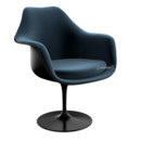 Saarinen Tulip Armchair, Swivel, Upholstered inner shell and seat cushion, Black, Night Blue (Eva 170)