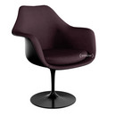Saarinen Tulip Armchair, Swivel, Upholstered inner shell and seat cushion, Black, Plum (Eva 119)