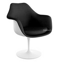 Saarinen Tulip Armchair, Static, Upholstered inner shell and seat cushion, White, Black (Eva 138)