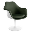 Saarinen Tulip Armchair, Swivel, Upholstered inner shell and seat cushion, White, Bottle Green (Eva 144)