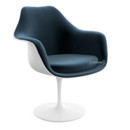 Saarinen Tulip Armchair, Swivel, Upholstered inner shell and seat cushion, White, Night Blue (Eva 170)