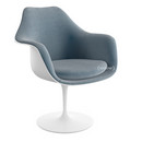 Saarinen Tulip Armchair, Static, Upholstered inner shell and seat cushion, White, Steel (Eva 172)
