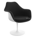 Saarinen Tulip Armchair, Swivel, Upholstered inner shell and seat cushion, White, Black (Tonus 128)