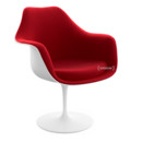 Saarinen Tulip Armchair, Swivel, Upholstered inner shell and seat cushion, White, Bright Red (Tonus 130)