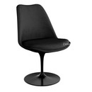 Saarinen Tulip Chair, Static, Upholstered inner shell and seat cushion, Black, Black (Eva 138)