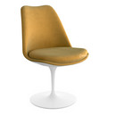 Saarinen Tulip Chair, Swivel, Upholstered inner shell and seat cushion, White, Gold (Eva 154)