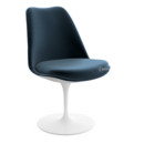 Saarinen Tulip Chair, Swivel, Upholstered inner shell and seat cushion, White, Night Blue (Eva 170)