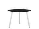 BCN Side Table, Laminate black, White varnished beech, H 45 x ø 65 cm