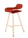 BCN Bar Stool Wood, red coral, Beech