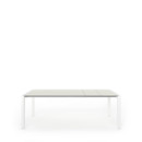 Sushi Dining Table, Laminate sand grey, L 150-224 x W 90 cm, Aluminium with white lacquer