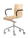 Work Chair Seesaw, Chrome plated, with spindel, With armrests, same colour as base, Natural oak