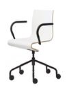 Work Chair Seesaw, Black, with spindle, With armrests, same colour as base, Natural beech/White laminated melamine