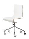 Work Chair Seesaw, Chrome plated, with gas spring, Without armrests, Natural beech/White laminated melamine