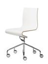 Work Chair Seesaw, Chrome plated, with gas spring, Without armrests, Natural beech/White laminated melamine