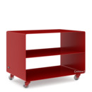 Trolley R 103N, Self-coloured, Ruby red (RAL 3003), Transparent castors