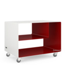 Trolley R 106N, Bicoloured, Pure white (RAL 9010) - Ruby red (RAL 3003), Transparent castors