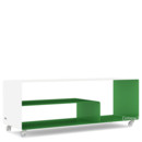 Sideboard R 111N, Bicoloured, Pure white (RAL 9010) - May green (RAL 6017), Transparent castors