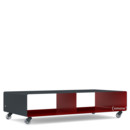 TV Lowboard R 200N, Bicoloured, Anthracite grey (RAL 7016) - Ruby red (RAL 3003), Transparent castors