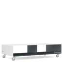 TV Lowboard R 200N, Bicoloured, Pure white (RAL 9010) - Basalt grey (RAL 7012), Industrial castors