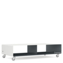 TV Lowboard R 200N, Bicoloured, Pure white (RAL 9010) - Basalt grey (RAL 7012), Industrial castors