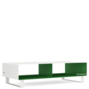 TV Lowboard R 200N, Bicoloured, Pure white (RAL 9010) - May green (RAL 6017), Sledge base lacquered in same colour as unit exterior