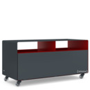 TV Lowboard R 108N, Anthracite grey (RAL 7016) - Ruby red (RAL 3003), Transparent castors