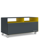 TV Lowboard R 108N, Anthracite grey (RAL 7016) - Traffic yellow (RAL 1023), Industrial castors