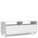 TV Lowboard R 109N, Self-coloured, Signal white (RAL 9003), Transparent castors