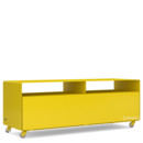 TV Lowboard R 109N, Self-coloured, Traffic yellow (RAL 1023), Transparent castors