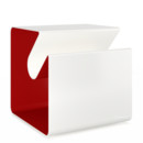 V44 Side Table, Pure white (RAL 9010) - Ruby red (RAL 3003), Glides