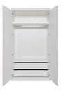 Flai Wardrobe, Large (216 x 118 x 61 cm), Melamine white with birch edge, Configuration 4