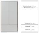 Flai Wardrobe, Large (216 x 118 x 61 cm), Melamine white with birch edge, Configuration 5