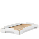 Stacking Bed, 100 x 200, White CPL, edges oiled and waxed, Rollable