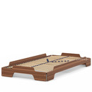 Stacking Bed, 100 x 200, Walnut lacquered, Solid wood frame