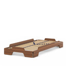 Stacking Bed, 90 x 190, Walnut lacquered, Solid wood frame