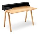 PS04/PS05 Secretary, W 120 x D 75 cm (PS05), Deep black (RAL 9005), Oiled oak, With power box