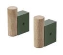 Attach Coat Hook Set of 2, Oak/Dark green