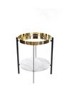 Deck Table, Brass, White Carrara