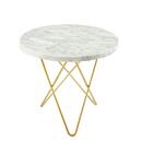 Mini O Table, White Carrara, Brass